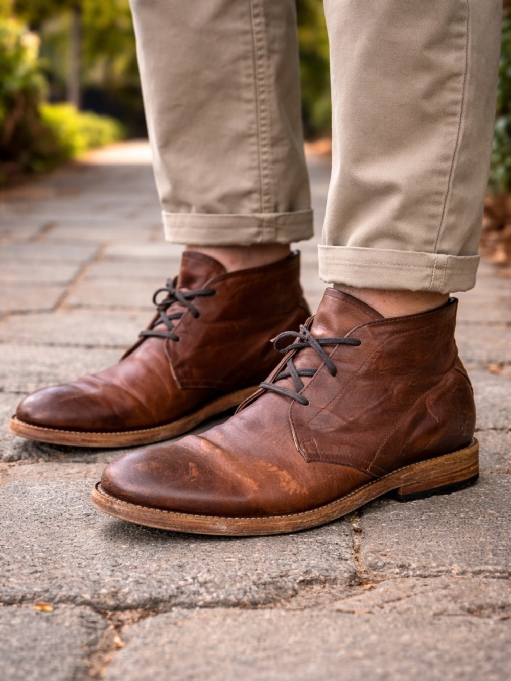 Frye Bowery Chukka Boots Mens 11D Tan Leather Lace Up Casual Dress Shoes